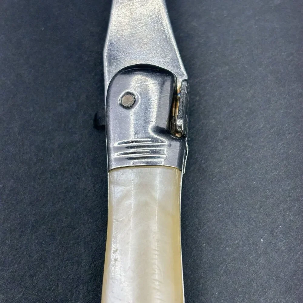Jean Dubost Laguiole Diox Bee Carving Fork‎ Straight Tines Faux Mother of Pearl